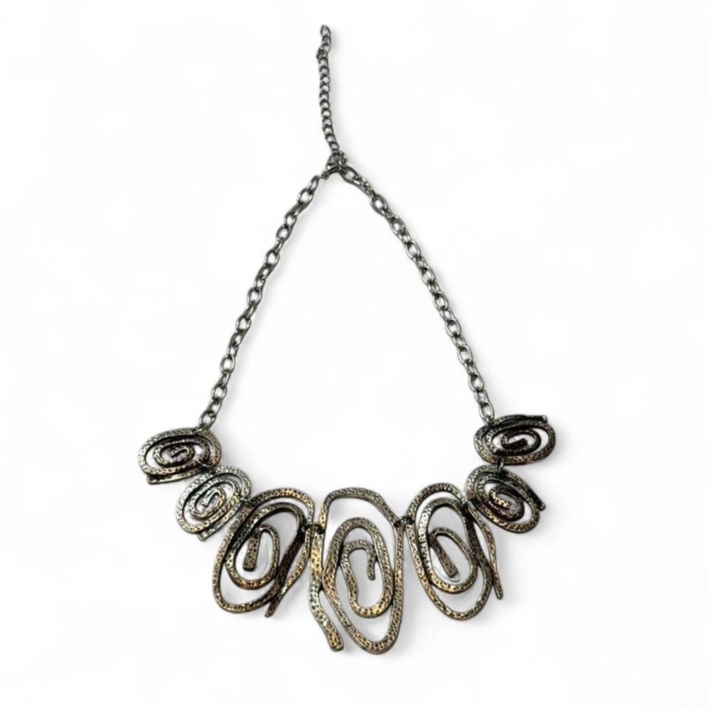Paparazzi "My Cave Is Your Cave"‎ Silver Hammered Abstract Statement Necklace